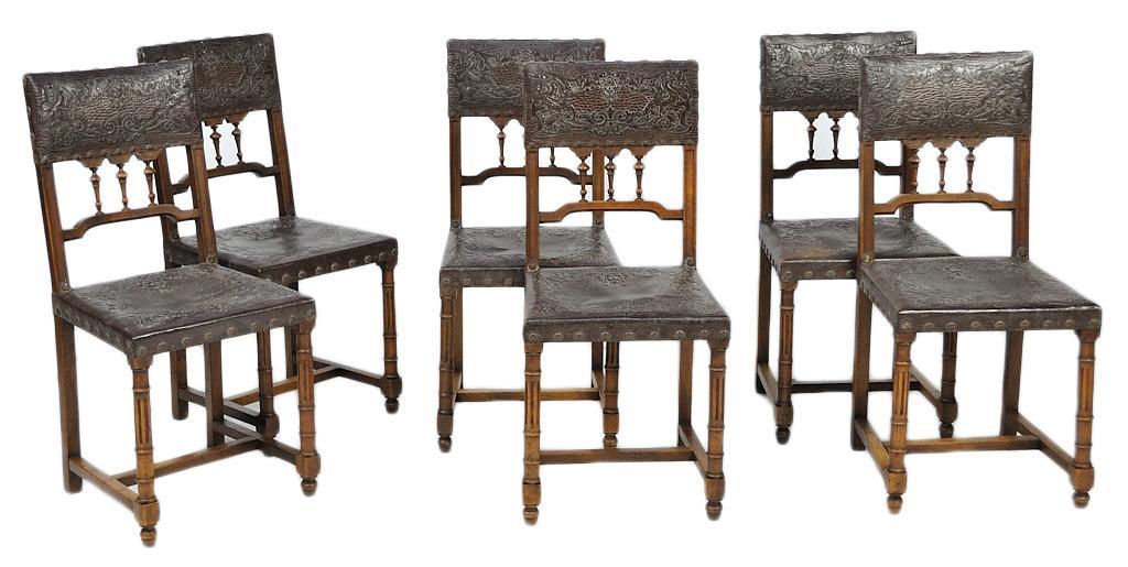 SIX FRENCH CHAIRS LEATHER
