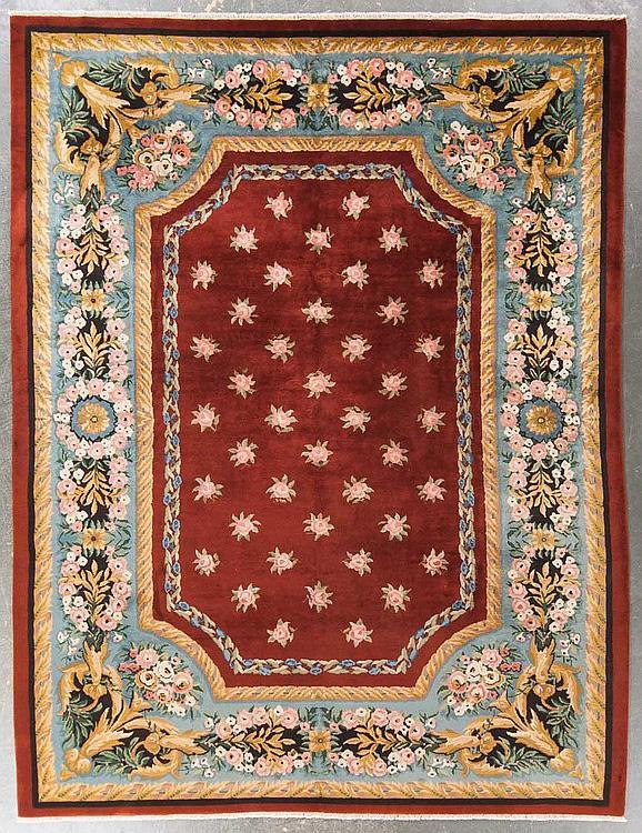 CHINESE ART DECO Ca. 1940's FLORAL CARPET/RUG 11'3