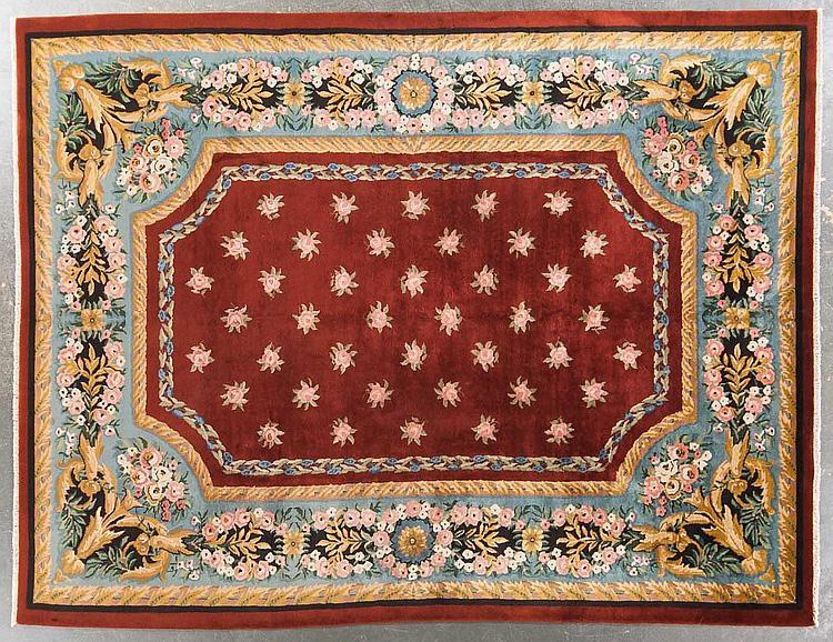 CHINESE ART DECO Ca. 1940's FLORAL CARPET/RUG 11'3
