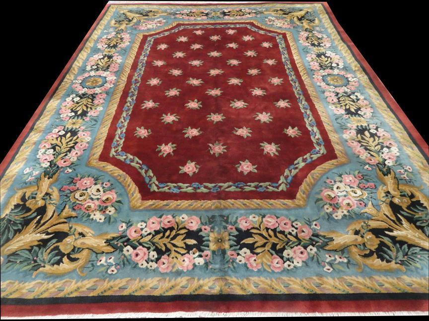 CHINESE ART DECO Ca. 1940's FLORAL CARPET/RUG 11'3