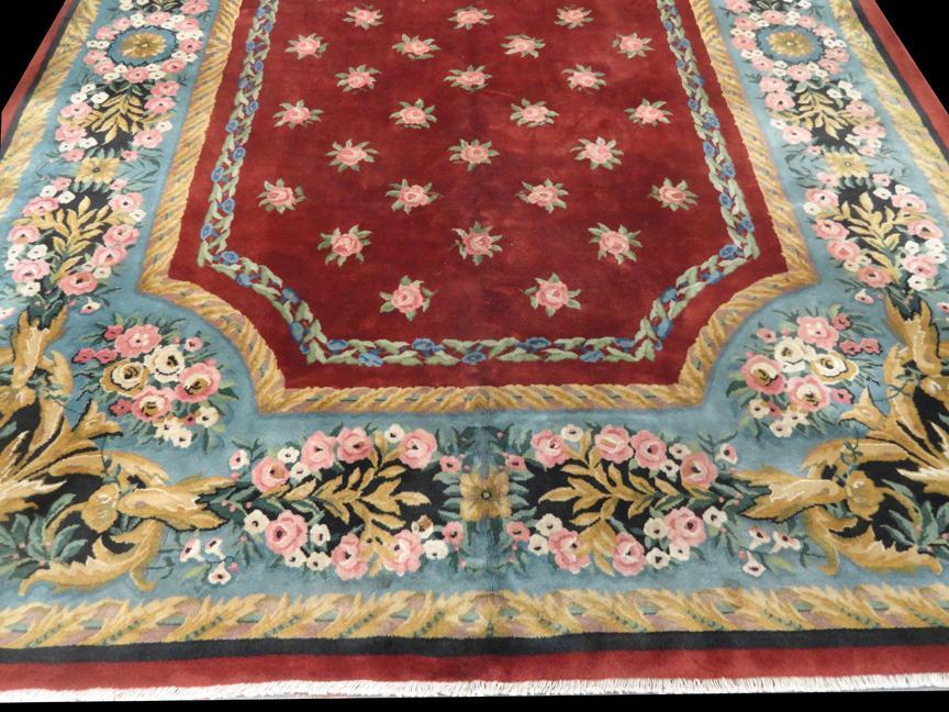 CHINESE ART DECO Ca. 1940's FLORAL CARPET/RUG 11'3