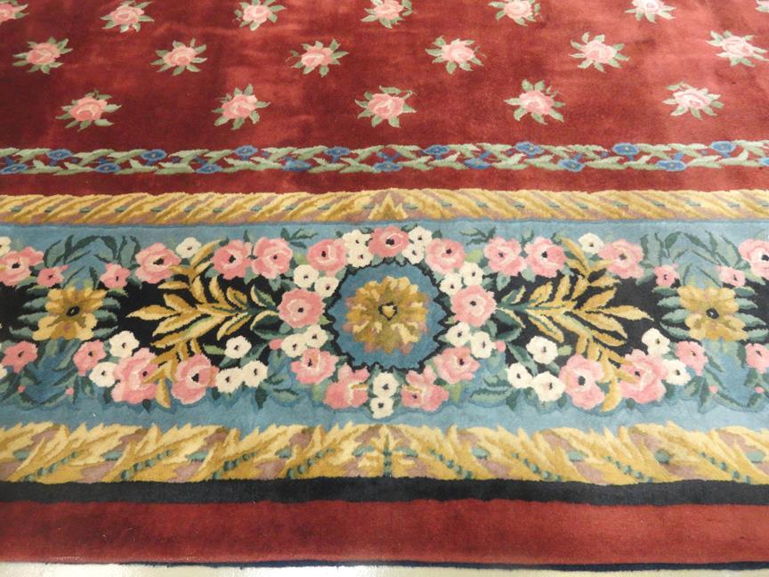 CHINESE ART DECO Ca. 1940's FLORAL CARPET/RUG 11'3