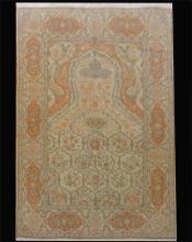 TURKISH HEREKE PRAYER WOOL HAND WOVEN SIGNED 6'1
