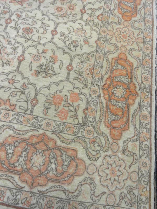 TURKISH HEREKE PRAYER WOOL HAND WOVEN SIGNED 6'1