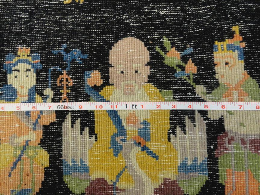 OLD CHINESE IMMORTALS SMALL PICTORIAL RUG 6' x 2'6