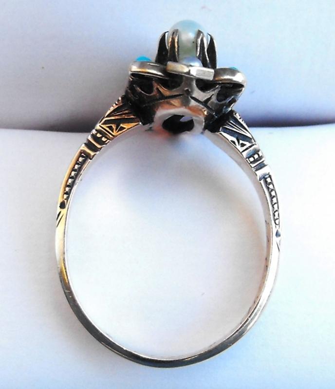 Antique 1800s Victorian Persian / turquoise and pearl ring
