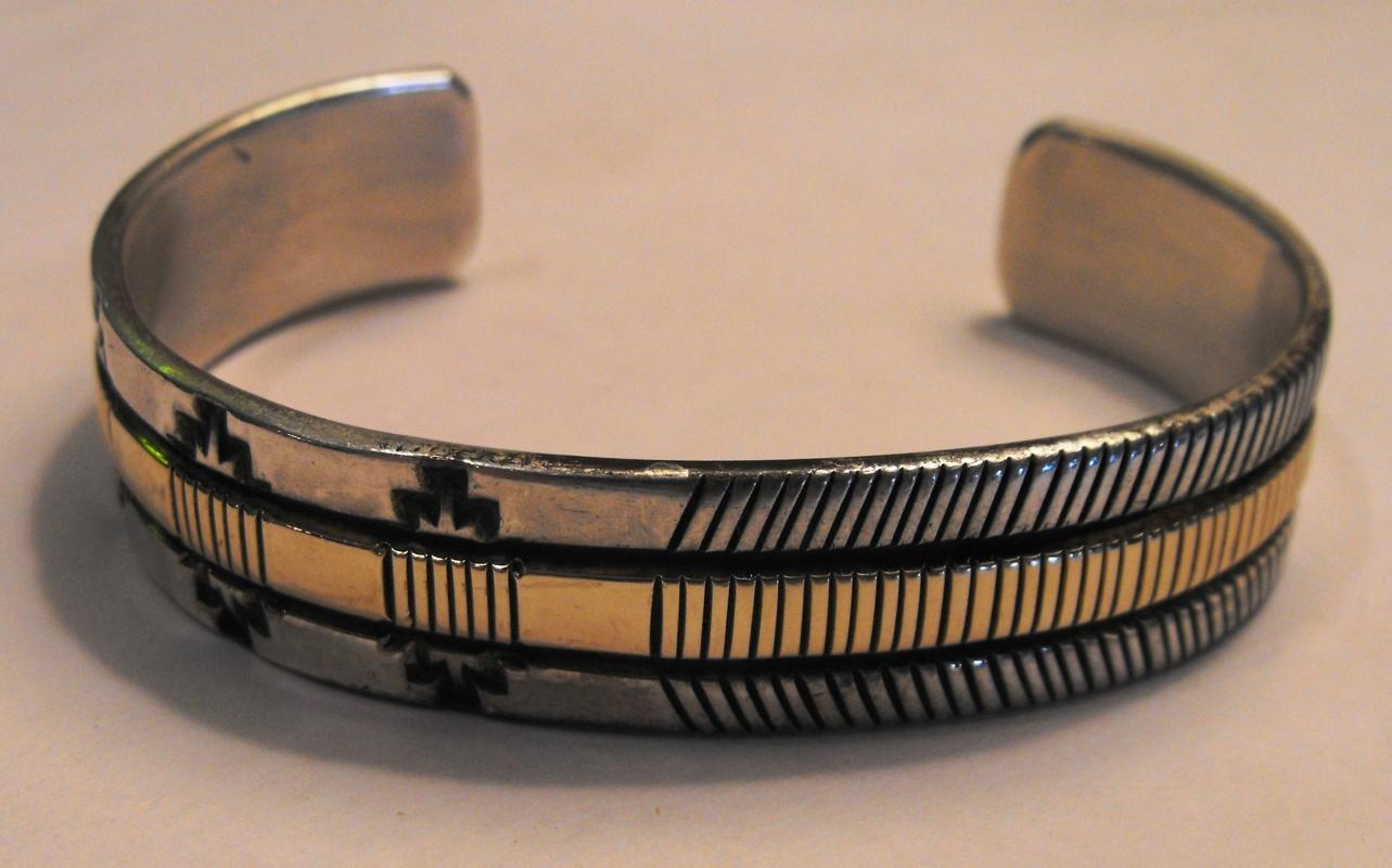 Bruce Morgan - Navajo Sterling Silver 14K Gold Bracelet