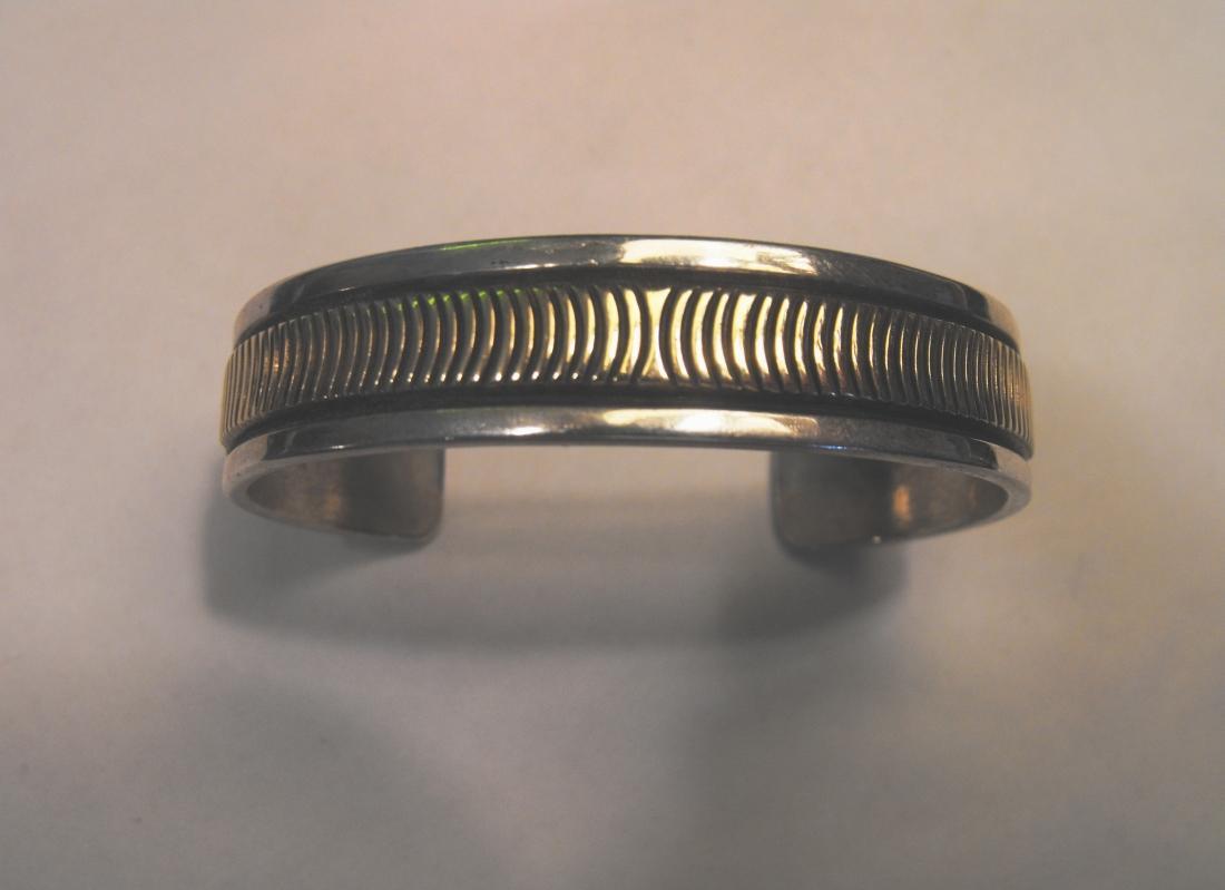 Bruce Morgan - Navajo Sterling Silver 14K Gold Bracelet Ending With Arrow Heads