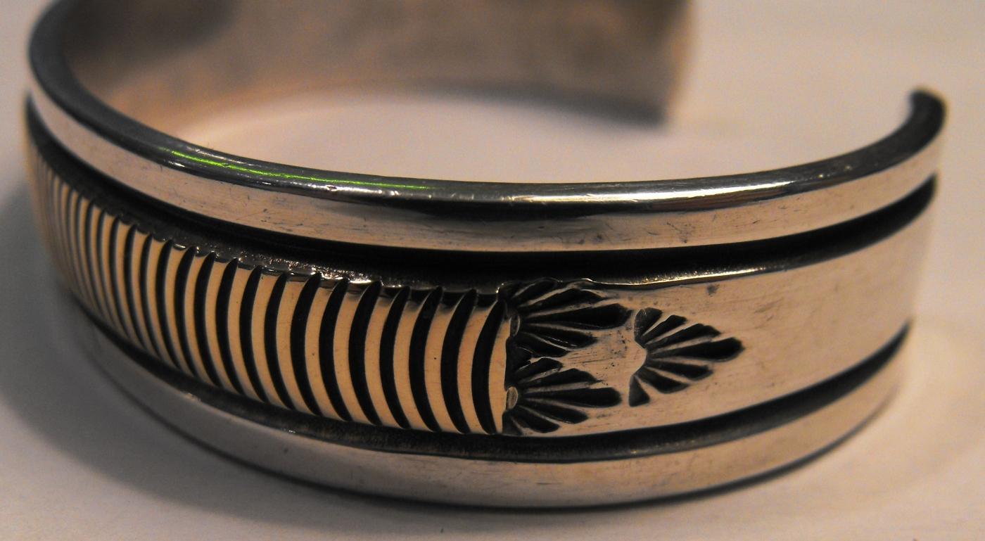 Bruce Morgan - Navajo Sterling Silver 14K Gold Bracelet Ending With Arrow Heads