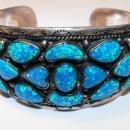 Vintage Large Sterling & Black Opal Cuff Bracelet