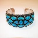 Vintage Large Sterling & Black Opal Cuff Bracelet
