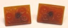 Antique Victorian Intaglio Faceted Carnelian 10k Studs