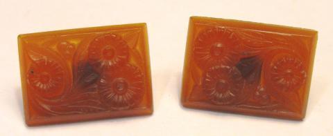 Antique Victorian Intaglio Faceted Carnelian 10k Studs