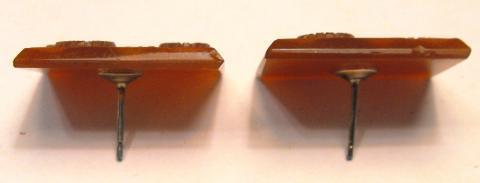 Antique Victorian Intaglio Faceted Carnelian 10k Studs