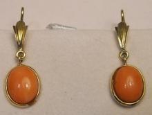 Vintage 14K Gold & Italian Pink Coral Earrings