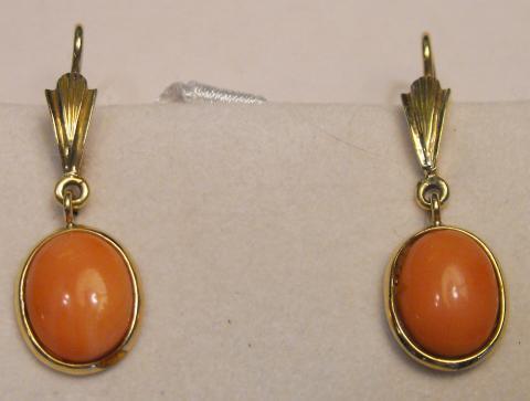 Vintage 14K Gold & Italian Pink Coral Earrings