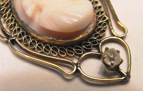 Antinque Cameo and Single Cut Diamond