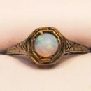 Antique 14K Rose Gold Ring with Natural Opal