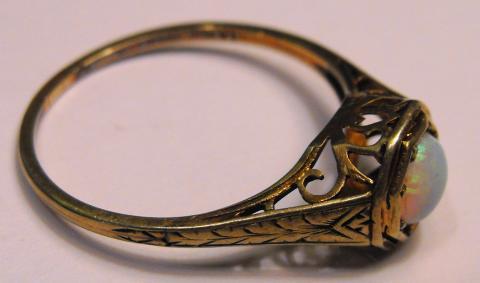 Antique 14K Rose Gold Ring with Natural Opal