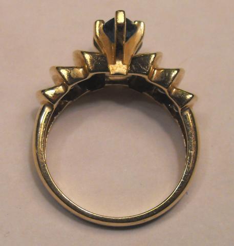 14k Yellow Gold, Diamond and Emerald Ring