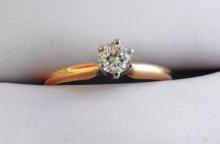 14K SOLID GOLD .2 CT SOLITAIRE ENGAGEMENT DIAMOND RING