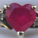10k solid yellow gold ladies Heart cut Ruby and Diamond ring