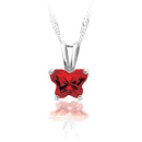 Childrens Sterling Silver Bfly CZ Birthstone Pendant & Necklace with Box