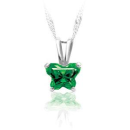 Childrens Sterling Silver Bfly CZ Birthstone Pendant & Necklace with Box