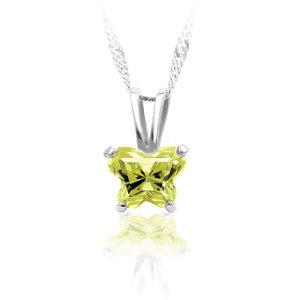 Childrens Sterling Silver Bfly CZ Birthstone Pendant & Necklace with Box