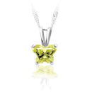 Childrens Sterling Silver Bfly CZ Birthstone Pendant & Necklace with Box