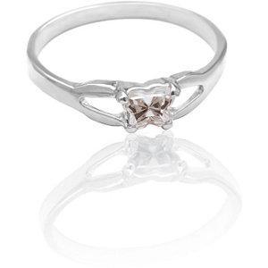 Children's Sterling Silver Bfly CZ Birthstone Ring