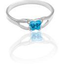 Children's Sterling Silver Bfly CZ Birthstone Ring