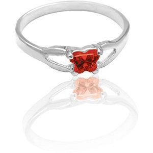 Children's Sterling Silver Bfly CZ Birthstone Ring