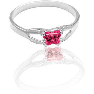 Children's Sterling Silver Bfly CZ Birthstone Ring