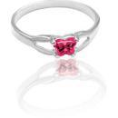 Children's Sterling Silver Bfly CZ Birthstone Ring