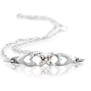 Childrens Sterling Silver Bfly CZ Birthstone Bracelet