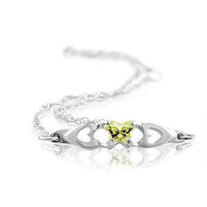 Childrens Sterling Silver Bfly CZ Birthstone Bracelet