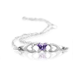 Childrens Sterling Silver Bfly CZ Birthstone Bracelet