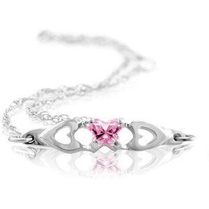 Childrens Sterling Silver Bfly CZ Birthstone Bracelet