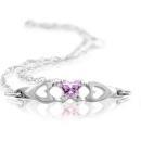 Childrens Sterling Silver Bfly CZ Birthstone Bracelet