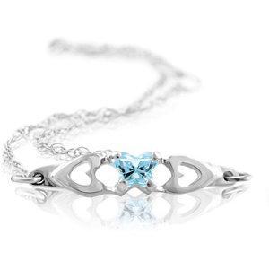 Childrens Sterling Silver Bfly CZ Birthstone Bracelet