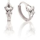 Childrens Sterling Silver Bfly CZ Birthstone Hinged Earrings