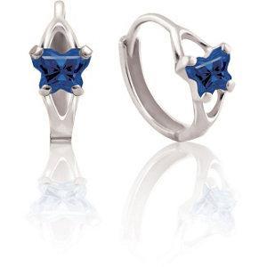 Childrens Sterling Silver Bfly CZ Birthstone Hinged Earrings