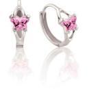 Childrens Sterling Silver Bfly CZ Birthstone Hinged Earrings