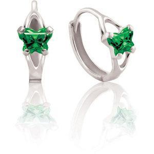 Childrens Sterling Silver Bfly CZ Birthstone Hinged Earrings