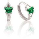 Childrens Sterling Silver Bfly CZ Birthstone Hinged Earrings