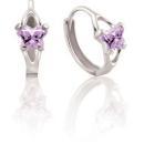 Childrens Sterling Silver Bfly CZ Birthstone Hinged Earrings