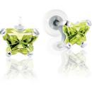 Childrens Sterling Silver Bfly CZ Birthstone Youth Earrings with Safety Backs