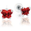 Childrens Sterling Silver Bfly CZ Birthstone Youth Earrings with Safety Backs