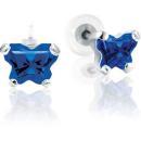 Childrens Sterling Silver Bfly CZ Birthstone Youth Earrings with Safety Backs